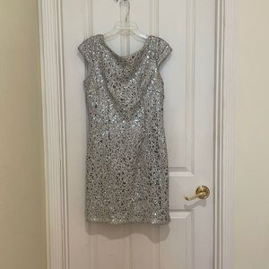 Adrianna Papell silver sequin dress